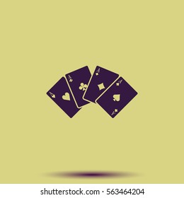 Aces of spades, clubs, diamonds and hearts icon.