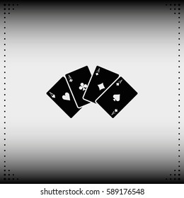 Aces of spades, clubs, diamonds and hearts icon.