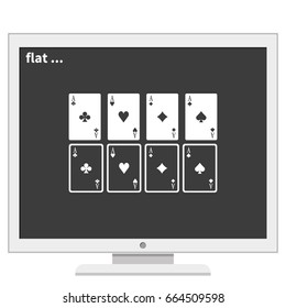Aces of spades, clubs, diamonds and hearts icon. Flat illustration.
