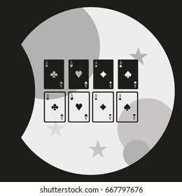 Aces of spades, clubs, diamonds and hearts icon. Flat illustration.