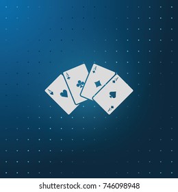 Aces of spades, clubs, diamonds and hearts icon.