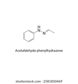 Acetaldehyde phenylhydrazone skeletal structure.Hydrazone compound schematic illustration. Simple diagram, chemical structure.