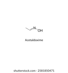 Acetaldoxime skeletal structure.Oxime compound schematic illustration. Simple diagram, chemical structure.