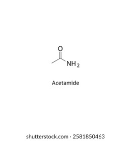 Acetamide skeletal structure.Amide compound schematic illustration. Simple diagram, chemical structure.