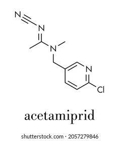 Acetamiprid-Insektizid-Molekül (Neonicotinoid-Klasse). Skelettformel.