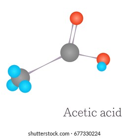 Acetic acid 3D molecule. Cartoon illustration of acetic acid 3D molecule vector for web design