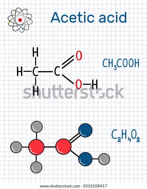 酢酸 エタン酸 分子 構造化学式と分子モデル ケージの紙 ベクターイラスト のベクター画像素材 ロイヤリティフリー