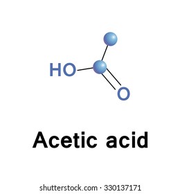 Acetic acid, ethanoic acid, is the second simplest carboxylic acid, an important industrial chemical, used in the photographic film, in cosmetics and food industry. Vector molecule isolated on white.