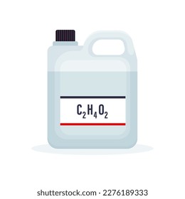 Acetic acid formula in a bottle isolated on a white background vector illustration