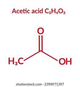 Acetic acid molecular structure formula (C2H4O2), suitable for education or chemistry science content. Vector illustration