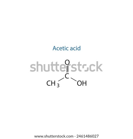 Acetic acid molecule skeletal structure diagram.organic compound molecule scientific illustration on white background.

