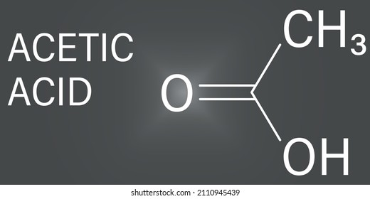 Acetic acid molecule. Vinegar is an aqueous solution of acetic acid. Skeletal formula.