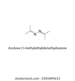 Acetone (1-methylethylidene)- hydrazone skeletal structure.Hydrazone compound schematic illustration. Simple diagram, chemical structure.