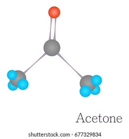 Acetone 3D molecule. Cartoon illustration of acetone 3D molecule vector for web design