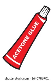 Acetone glue, red tube, vector illustration