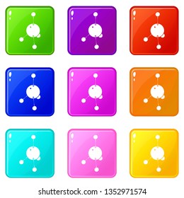 Acetone icons set 9 color collection isolated on white for any design