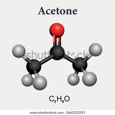Acetone model molecule on a light background. Science infographics vector 3d illustration