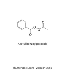 Acetyl benzoylperoxide skeletal structure.Peroxide compound schematic illustration. Simple diagram, chemical structure.