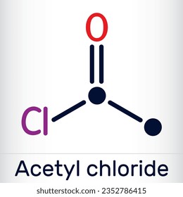 Acetyl chloride molecule. It is acyl chloride, acyl halide. Skeletal chemical formula. Vector illustration