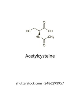 Acetildihidrocodeína estructura esquelética plana Fármaco antitusivo utilizado en el tratamiento de la tos. Ilustración vectorial diagrama científico.