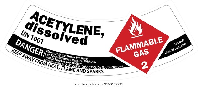 Acetylene Gas Cylinder Safety Description Stickers