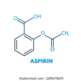 Acetylsalicylic, Aspirin Concept Chemical Formula Icon Label, Text Font Vector Illustration