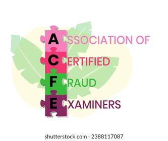ACFE, Association of Certified Fraud Examiners acronym. Concept with keyword and icons. Flat vector illustration. Isolated on white.