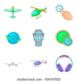 Acft icons set. Cartoon set of 9 acft vector icons for web isolated on white background
