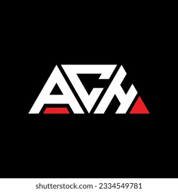 ACH triangle letter logo design with triangle shape. ACH triangle logo design monogram. ACH triangle vector logo template with red color. ACH triangular logo Simple, Elegant, and Luxurious design.