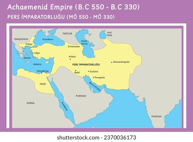 achaemenid empire map vector draw (550-330)