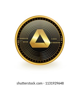 Achain Cryptocurrency Black Coin Isolated