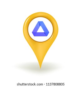 Achain Cryptocurrency Coin Map Pin Isolated