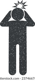 Ache, calambres, Icono de dolor ilustración vectorial en el estilo de estampado