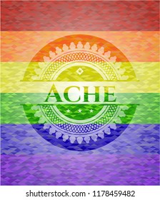 Ache emblem on mosaic background with the colors of the LGBT flag