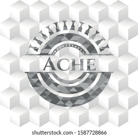 Ache grey emblem with cube white background