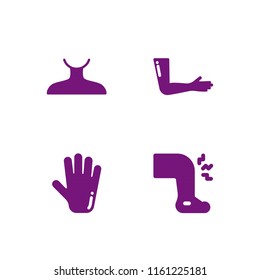 ache icon. 4 ache set with pain, body part, shoulders and anatomy vector icons for web and mobile app