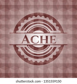 Ache red emblem with geometric background. Seamless.