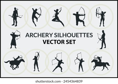 Achery Sport People Poses Silhouttes Vector Set