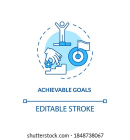 Achievable goals concept icon. Smart planning tips. Smart goals definition. Communication upgrade idea thin line illustration. Vector isolated outline RGB color drawing. Editable stroke