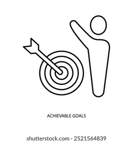 Icono de línea de concepto de objetivos alcanzables. Ilustración de elemento simple. 
Concepto de objetivos alcanzables Esquema de diseño de símbolos.