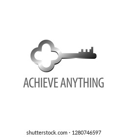 Achieve Anything. Shiny retro key icon logo concept design template idea