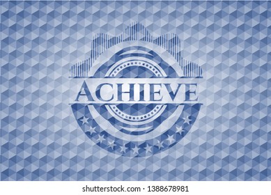 Achieve blue emblem with geometric pattern. Vector Illustration. Detailed.