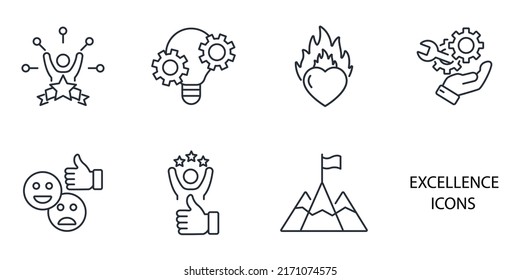 Achieve Business Excellence icons set . Achieve Business Excellence pack symbol vector elements for infographic web