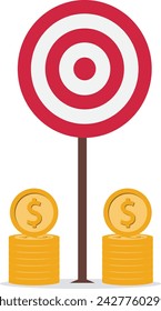 Achieve business goals and currency Illustration