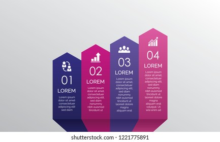 Achieve business indicators. Vector infographic template. 4 steps with text boxes