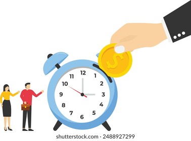 Achieve business target, time management to increase productivity concept. Flat vector illustration

