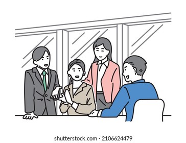 Logro de la igualdad entre los géneros Ilustraciones de hombres y mujeres que discuten