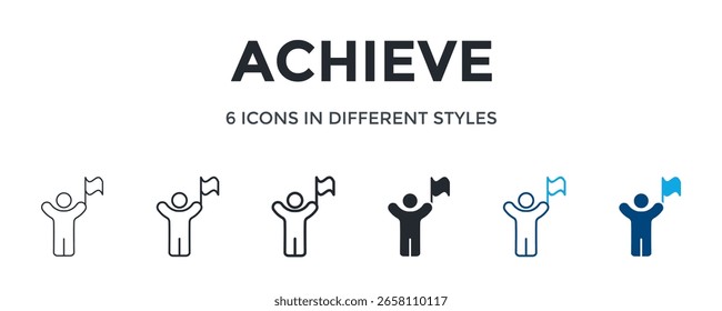 Logre El Icono En La Ilustración vectorial Diferente Del Estilo. Diseñado En Línea Delgada, Línea Regular, Línea Negrita, Glifo, Línea De Color Y Estilo De Glifo De Color Se Puede Utilizar Para El Web