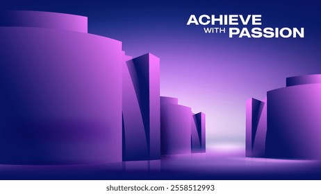 Achieve with Passion – In-Depth Futuristic Digital Background for Tech Events, Conferences, and Exhibitions, Featuring Gaming and Sci-Fi Themes – Vector Design