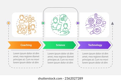 Lograr objetivos personales con la plantilla infográfica de rectángulo de plataforma. Visualización de datos con 3 pasos. Gráfico de información de línea de tiempo editable. Diseño de flujo de trabajo con iconos de línea. Multitud de tipos de letra Pro-Bold, con uso regular